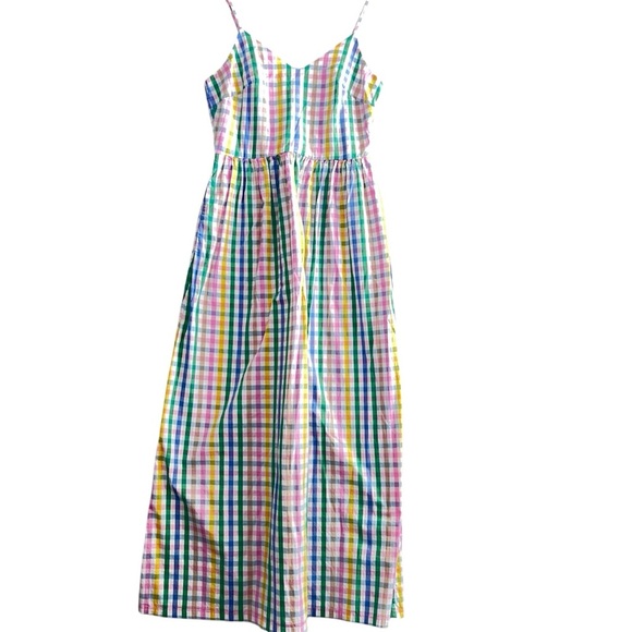 J. Crew Pastel Colors Gingham Print Maxi Dress Size 2 - Picture 5 of 12